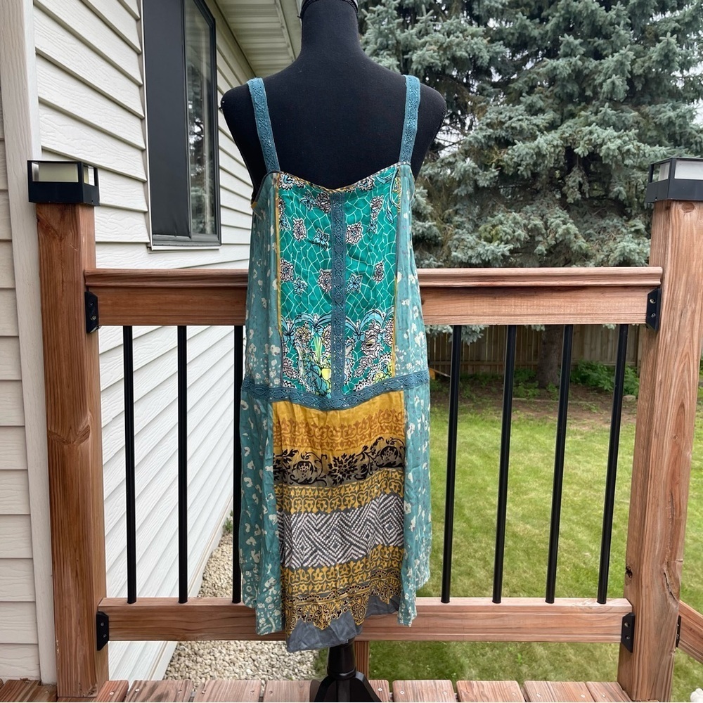Tiny for Anthropologie Scarf Printed Tunic Dress Crochet Front Pockets Small - Picture 7 of 15